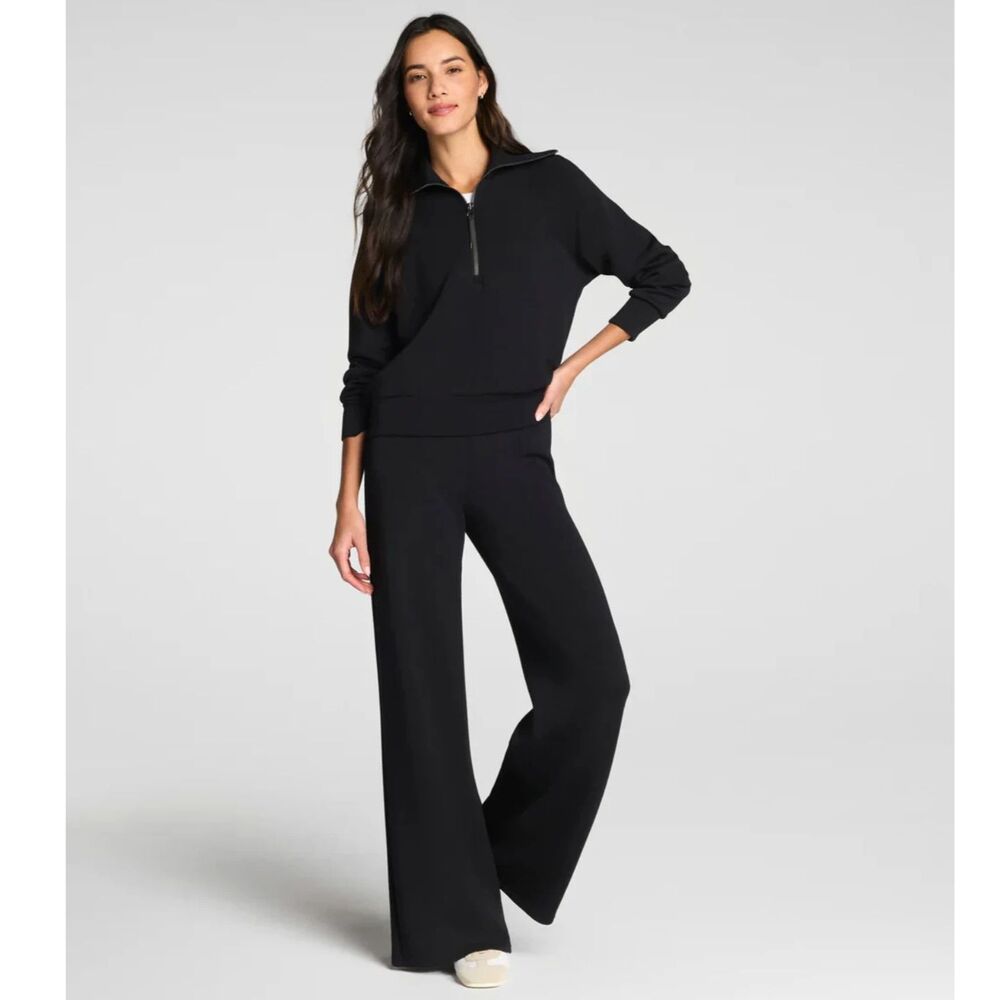 NWT SPANX AirEssentials Wide Leg Black Pants Loungewear Sweatpants Women's Small